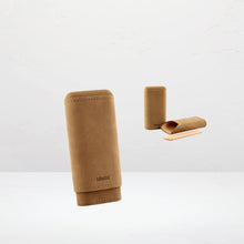 Adorini Zigarrenetui für 2-3 Zigarren längenverstellbar Veloursleder hellbraun