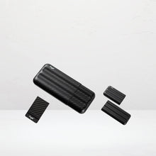 Angelo Zigarrenetui 3er Echt Carbon schwarz matt, Ring 60+Geldclip