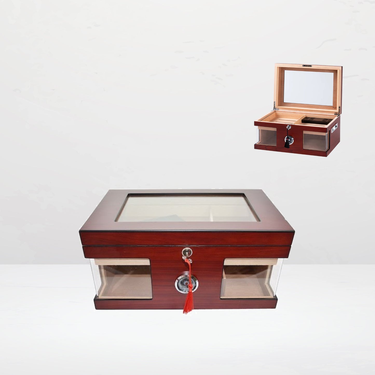 Angelo Humidor Rotbrau mit Glas - 01