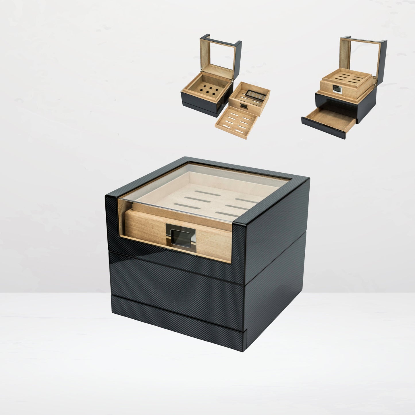 Humidor Carbon Finish mit Acryltop - 200