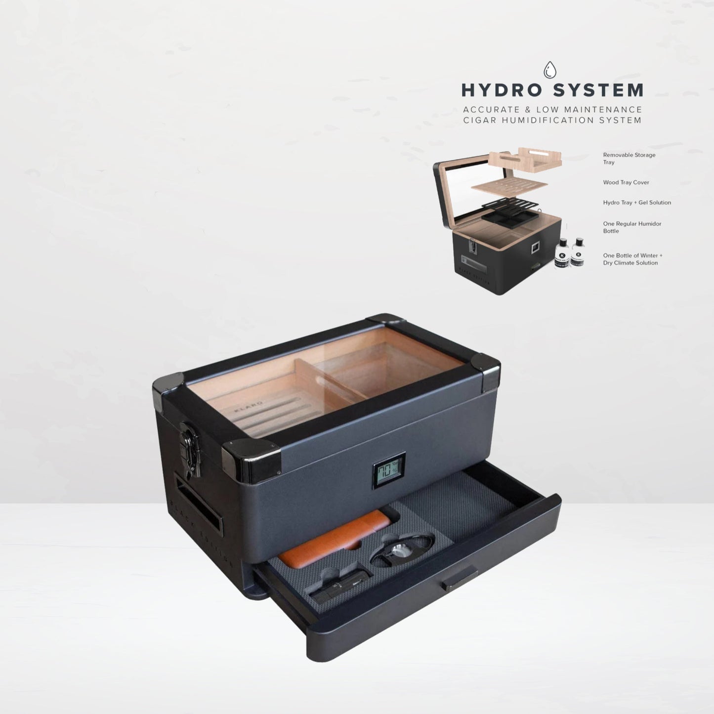 Humidor Klaro Military Black Edition für ca. 100 zigarren