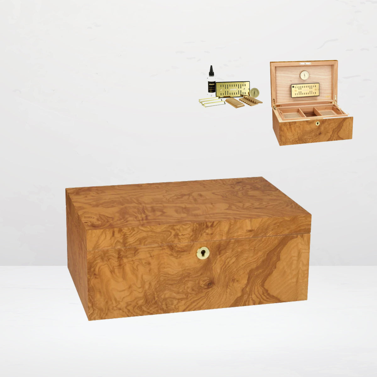 Adorini Humidor Oliveneschen-Wurzelholz Grande Deluxe - 38