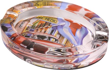 Zigarrenascher Glas oval mit Cuba Design
