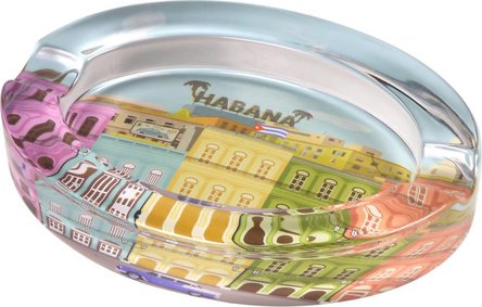 Zigarrenascher Glas oval mit Cuba Design Habana