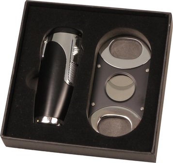 sky Flammen Jet Feuerzeug und Cutter black SET