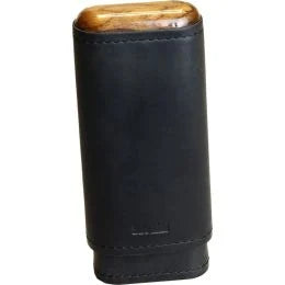 Adorini Zigarrenetui für 2-3 Zigarren längenverstellbar Veloursleder schwarz wooden top